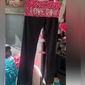 SOLD—VS Pink Fold Over Flare Leggings